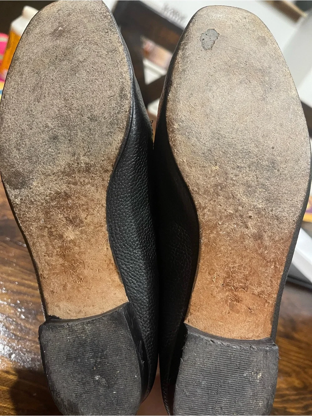 Tory Burch Black Pebbled Leather Loafers with Gold Horsebit Detail
